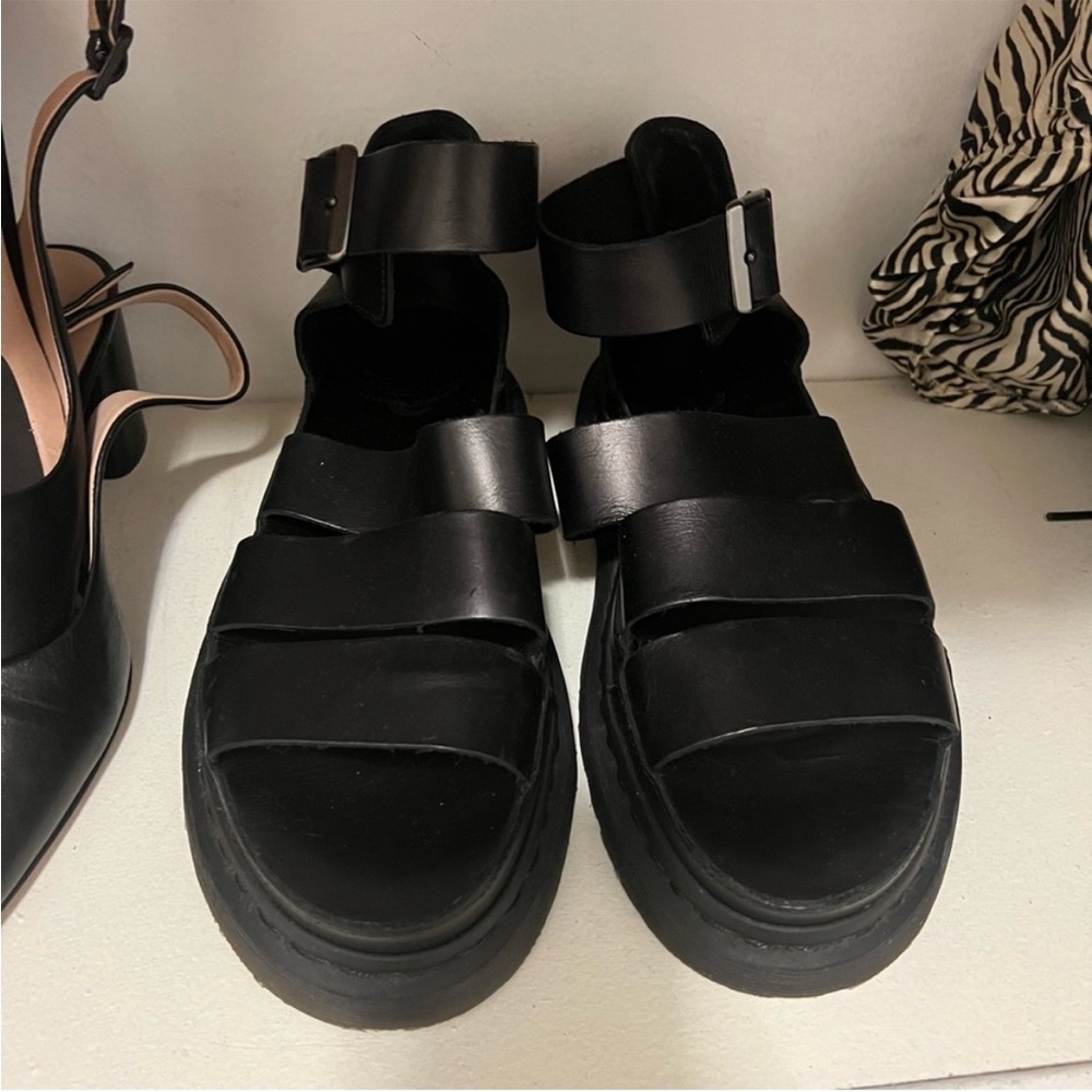 Dr. Martens Black Chunky Platform Sandals Clarissa Brando Leather Sandals